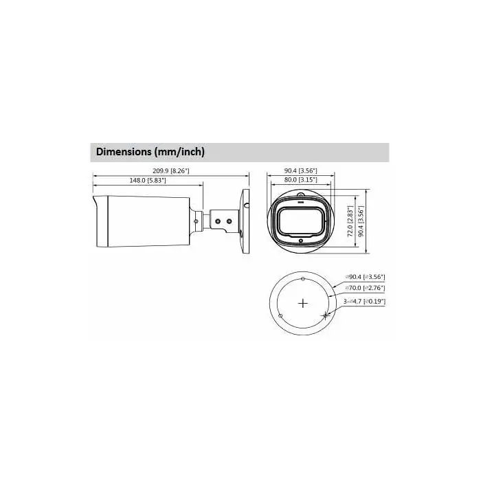 Dahua HAC-HFW1801R-Z-IRE6-A telecamera bullet hdcvi ibrida 4in1 uhd 4K 8Mpx motozoom 2.7~13.5MM osd audio - immagine 6