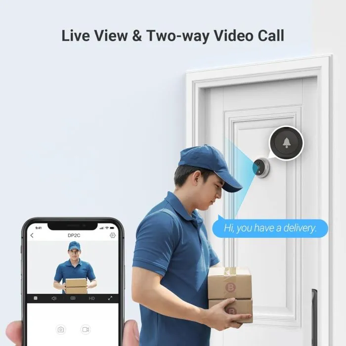 EZVIZ CS-DP2C Spioncino smart WI FI 1080p, qualità video HD, completamente senza fili, con display touchscreen a colori da 4.3" - immagine 2