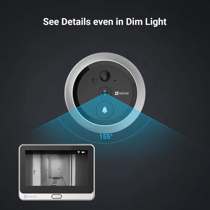EZVIZ CS-DP2C Spioncino smart WI FI 1080p, qualità video HD, completamente senza fili, con display touchscreen a colori da 4.3" - immagine 6