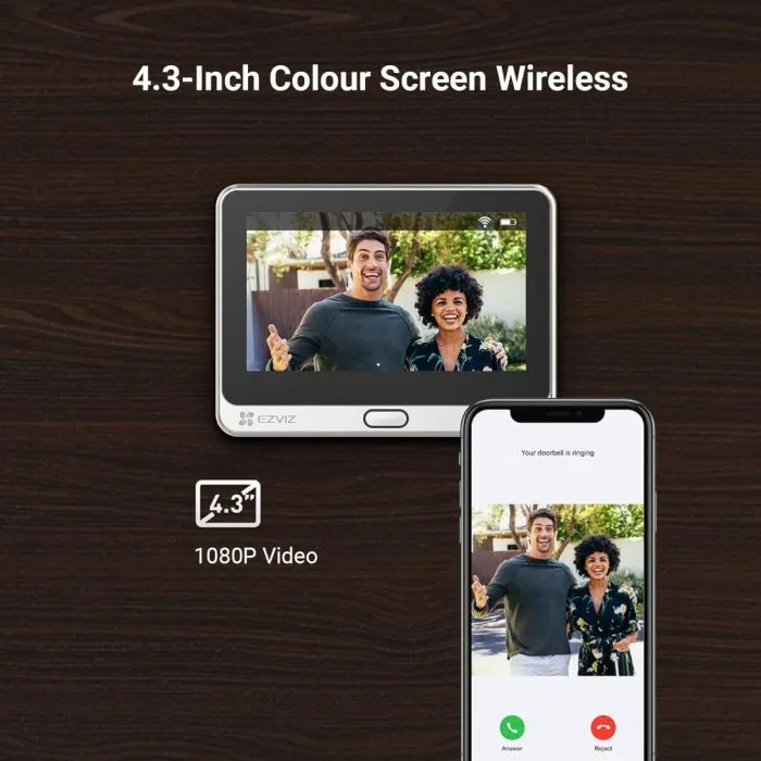 EZVIZ CS-DP2C Spioncino smart WI FI 1080p, qualità video HD, completamente senza fili, con display touchscreen a colori da 4.3" - immagine 8