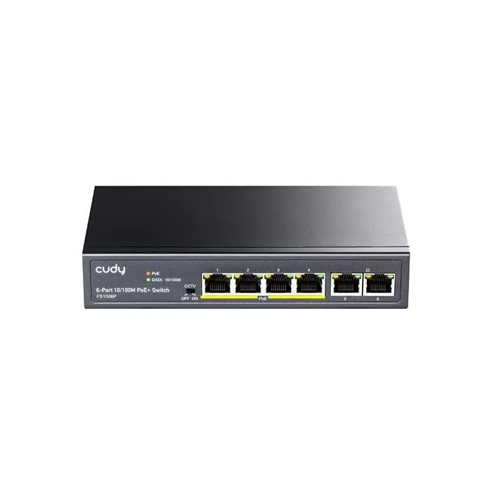 Switch di rete 4 Porte PoE + 2 Porte Uplink 10/100Mbps 60W Switch non gestionale Cudy FS1006P