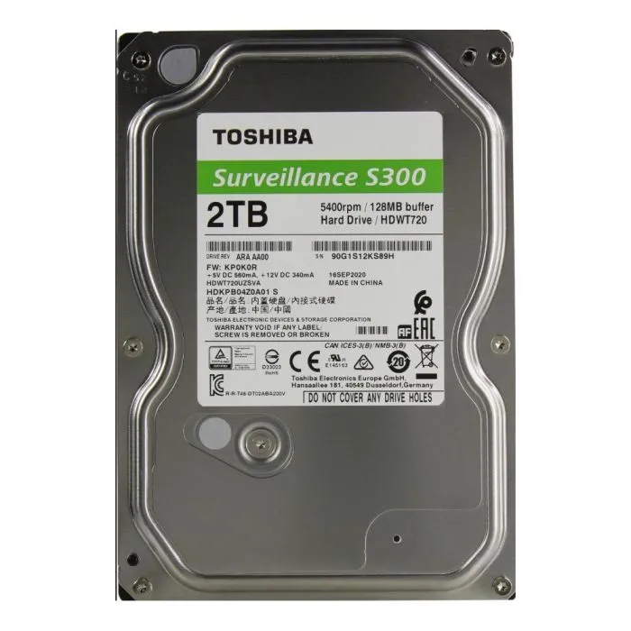 Toshiba S300 Hard Disk Sorveglianza 2TB 3,5" SATA 6Gb/s 5400 rpm 128MB 24/7 HDWT720UZSVA - immagine 2