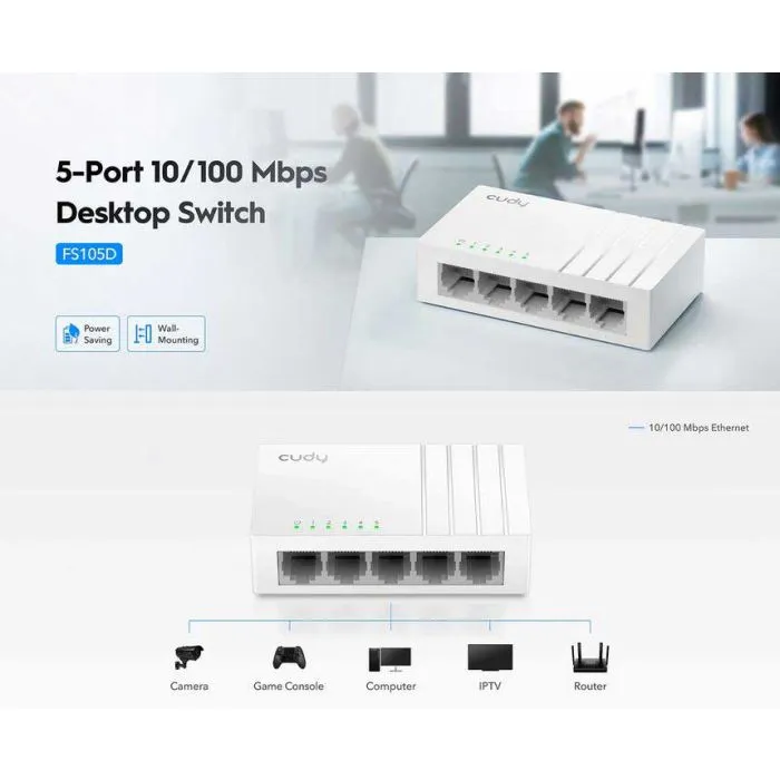 Switch di rete 10/100Mbps a 5 porte non gestito Cudy FS105D V3 - immagine 2