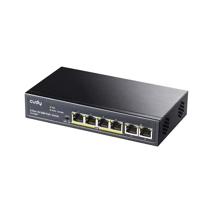 Switch di rete 4 Porte PoE + 2 Porte Uplink 10/100Mbps 60W Switch non gestionale Cudy FS1006P - immagine 3