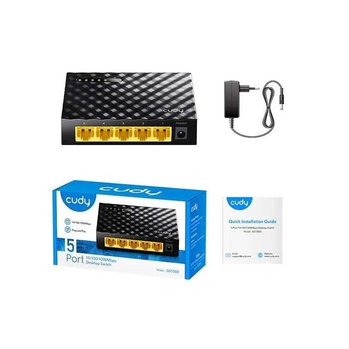 Switch di rete a 5 porte LAN 10/100/1000Mbps Gigabit Desktop plug&play Cudy GS105D - immagine 5